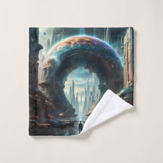 Futuristische Alien Planet Portal mit Magic Gate Badhandtuch Set