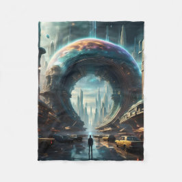 Futuristische Alien Planet Portal mit Magic Gate Fleecedecke
