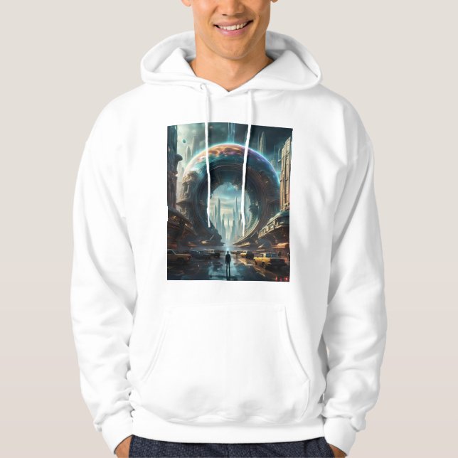 Futuristische Alien Planet Portal mit Magic Gate Hoodie (Vorderseite)