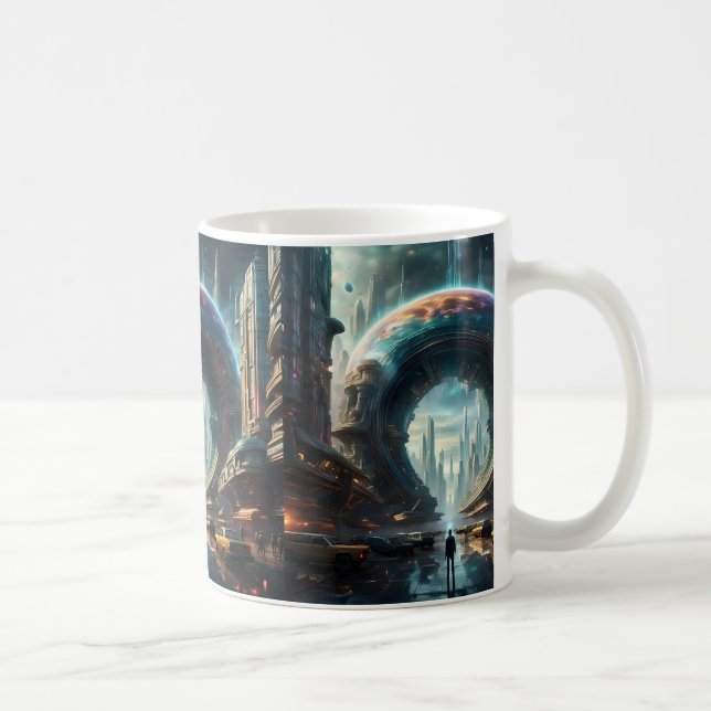 Futuristische Alien Planet Portal mit Magic Gate Kaffeetasse (Rechts)