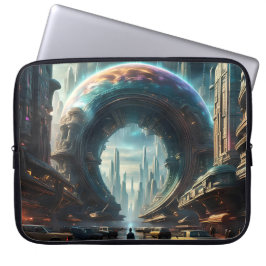 Futuristische Alien Planet Portal mit Magic Gate Laptopschutzhülle