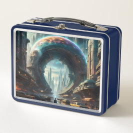 Futuristische Alien Planet Portal mit Magic Gate Metall Brotdose