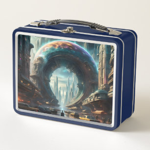 Futuristische Alien Planet Portal mit Magic Gate Metall Brotdose