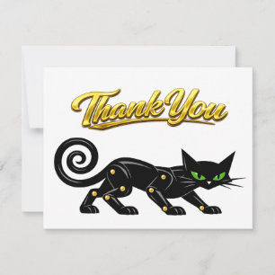 Futuristische atomare Steampunk-Schwarze Katze Dan Dankeskarte