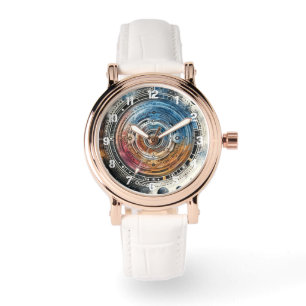Futuristische Batik Kosmic Art - Space Design Armbanduhr