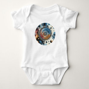 Futuristische Batik Kosmic Art - Space Design Baby Strampler