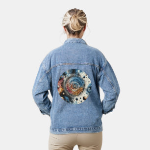 Futuristische Batik Kosmic Art - Space Design Jeansjacke