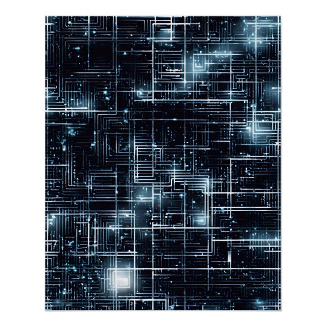 Futuristische Circuitys Nightscape Poster (Vorderseite)