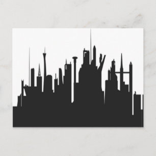 Futuristische City Skyline Postkarte