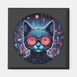 Futuristische Cyberkatze Magnet