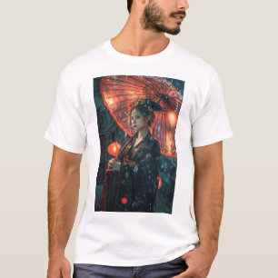 Futuristische Cyberpunk Cityscape" T - Shirt