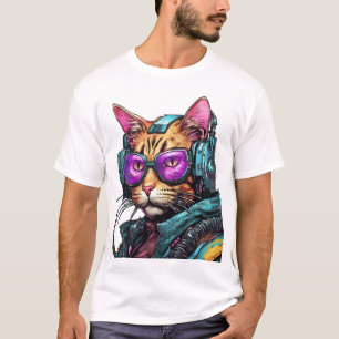 Futuristische Cyberpunk-Katze T-Shirt