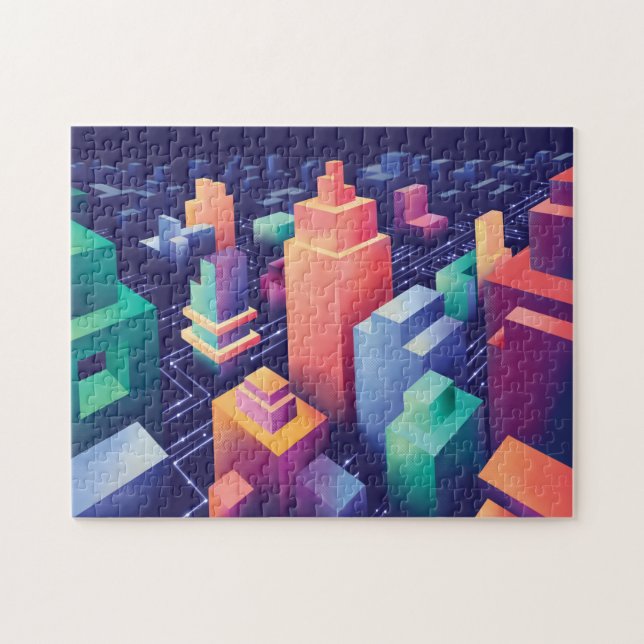 Futuristische Digital Isometric Urban Citycape (Horizontal)