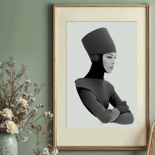 Futuristische Eleganz: Monochromes Royal Portrait Poster