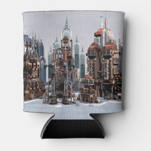 Futuristische Fantasy-Stadt Sci-Fi-Skyline-Kunst Dosenkühler