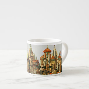 Futuristische Fantasy-Stadt Sci-Fi-Skyline-Kunst Espressotasse
