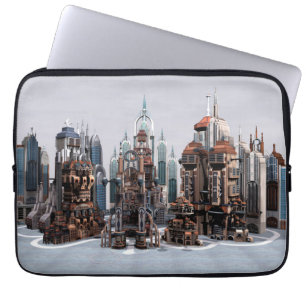 Futuristische Fantasy-Stadt Sci-Fi-Skyline-Kunst Laptopschutzhülle