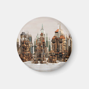 Futuristische Fantasy-Stadt Sci-Fi-Skyline-Kunst Magnet