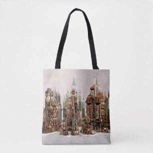 Futuristische Fantasy-Stadt Sci-Fi-Skyline-Kunst Tasche