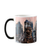 Futuristische Fantasy-Stadt Sci-Fi-Skyline-Kunst