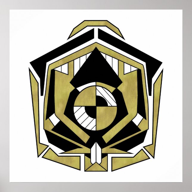 Futuristische Gold Black Geometric Cybernetic Abst Poster (Vorne)