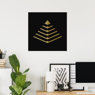 Futuristische Gold-Schaltkreislauf-Pyramide Neo De Poster