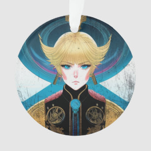 Futuristische goldene Anime-Rüstung Portrait Sci-F Ornament