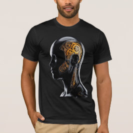 Futuristische goldene Uhrwerk-Cyborg-Neo-Deco T-Shirt
