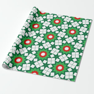 Futuristische Grüne Weihnachtsstars Geschenkpapier
