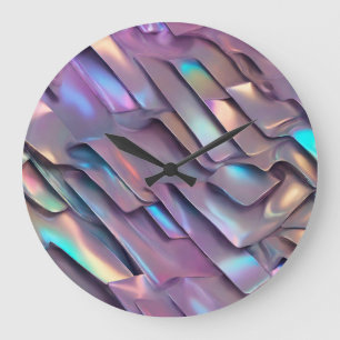 Futuristische Iridescent/abstrakte holografische Große Wanduhr