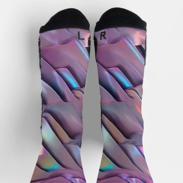 Futuristische Iridescent/abstrakte holografische Socken (Oben)