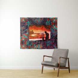 Futuristische Katze auf Mars Wandteppich