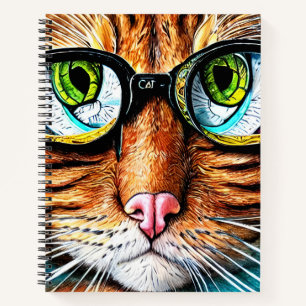 Futuristische Katzenbrille Notizbuch