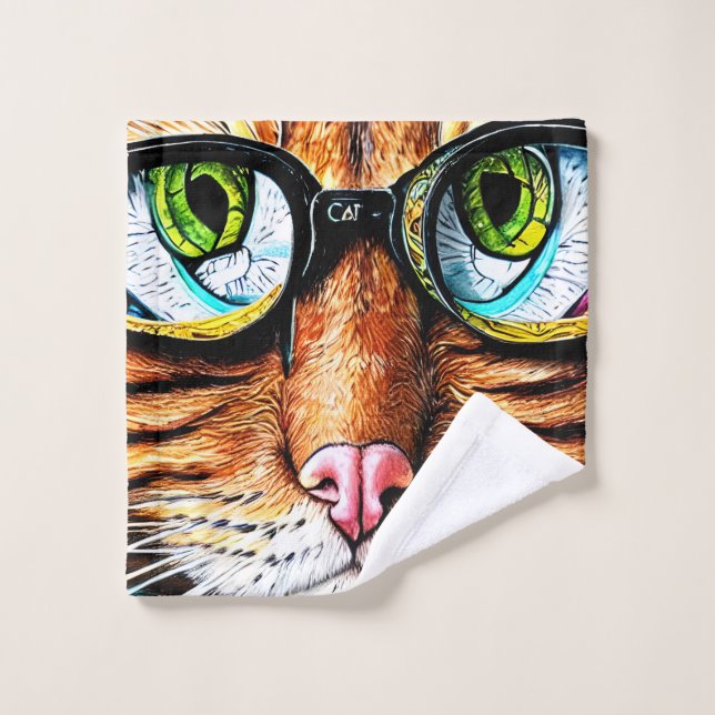 Futuristische Katzenbrille Waschlappen (Waschlappen)