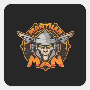 Futuristische Logo-Kunst des Martian Man Quadratischer Aufkleber