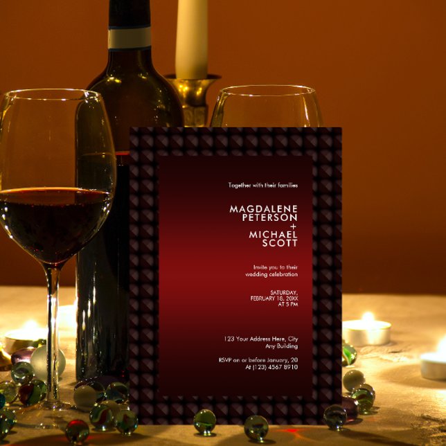 Futuristische Maroon Polygon Shape-Muster Hochzeit Einladung (Von Creator hochgeladen)