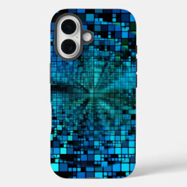 Futuristische Matrix | Blaue Pixel benutzerdefinie iPhone 16 Hülle
