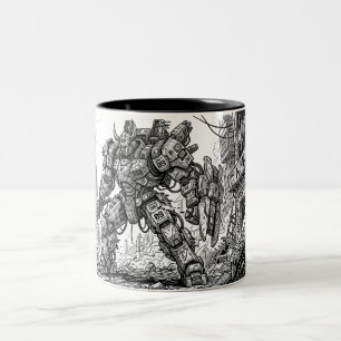 Futuristische Mecha-Roboter-Keramiktasse Zweifarbige Tasse