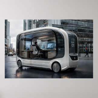 Futuristische mobile Büro-Pod in städtischer Natur Poster