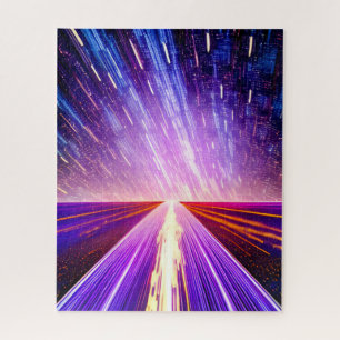 Futuristische Nachtstrasse in der Nacht