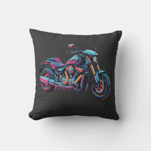 Futuristische Neon-Cyberpunk-Motorrad-Kunst Kissen