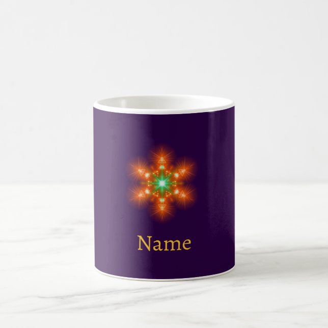 Futuristische Neon-Glow-Blumengrafik Kaffeetasse (Mittel)