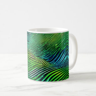 Futuristische Neon-Grüne Streifen Kaffeetasse