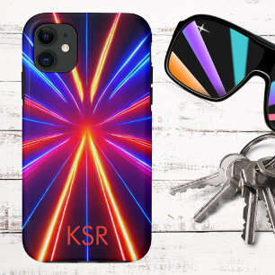Futuristische Neon-Laserlichtstrahlen-Monogramm  Case-Mate iPhone Hülle