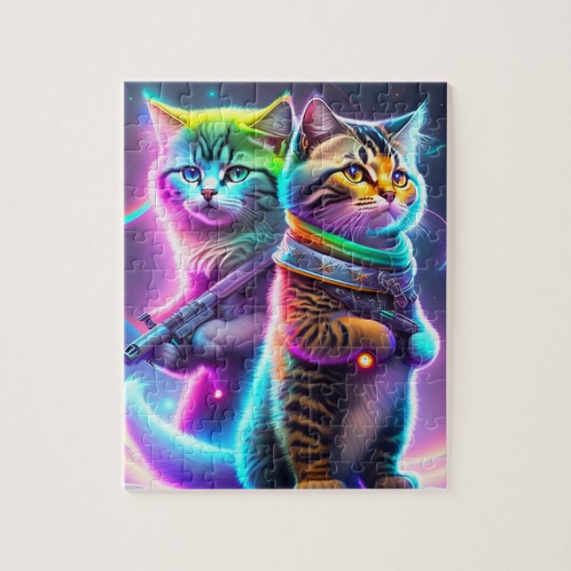 Futuristische Niedliche Katzen mit Laserpistolen,  (Vertikal)