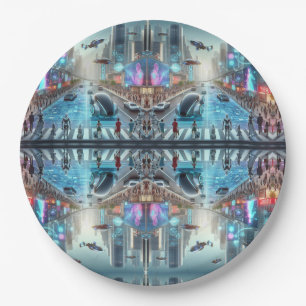 Futuristische Papiertafel Pappteller