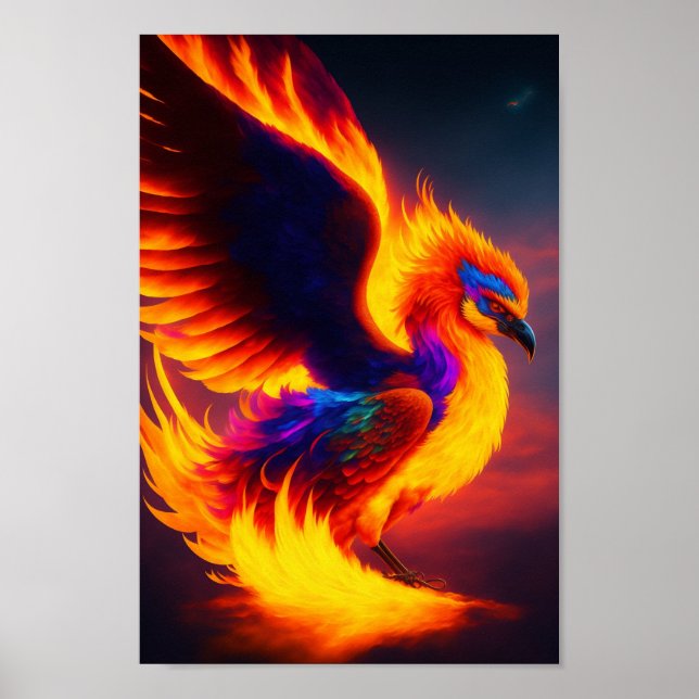 Futuristische Phoenix wachsende digitale Kunst Poster (Vorne)