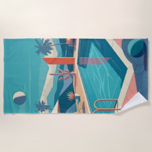 Futuristische Pool-Szene Strandtuch