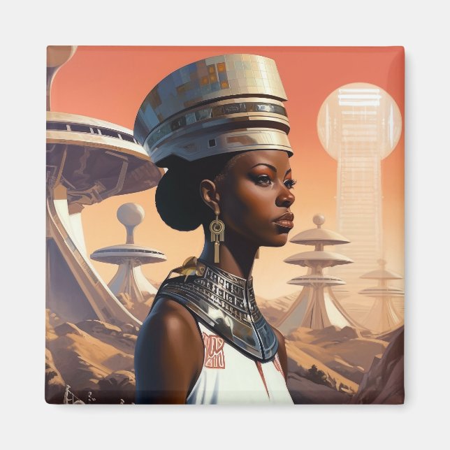 Futuristische Queen Afrofuturistische Science Fict Magnet (Vorne)