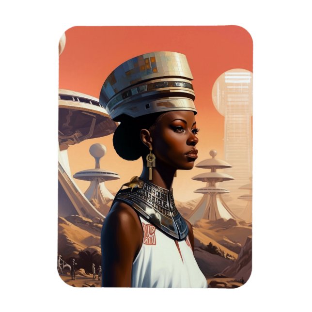 Futuristische Queen Afrofuturistische Science Fict Magnet (Vertikal)
